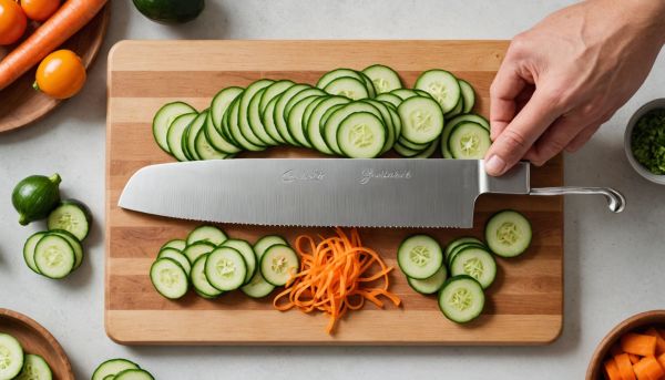 Utiliser une mandoline de cuisine pour trancher des légumes fins
